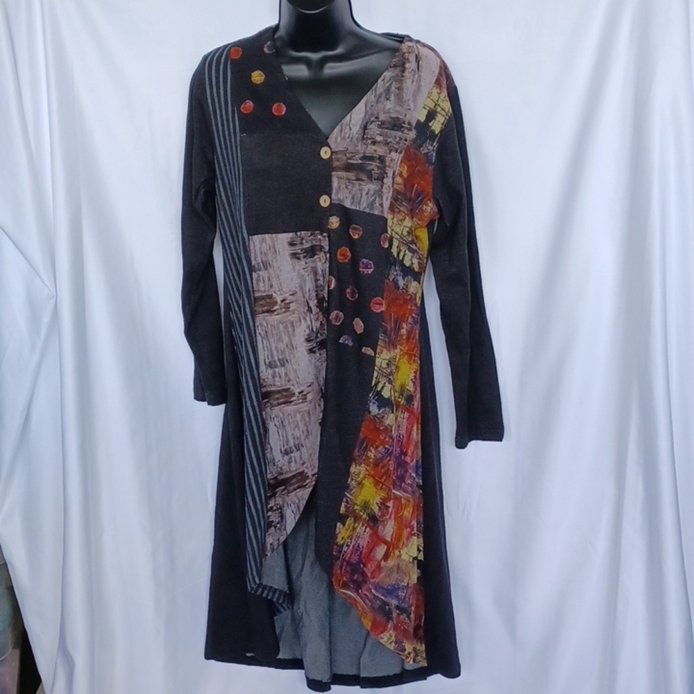 PARSLEY & SAGE sz S, Boho mixed media long sleeve top/jacket. Festival, 20"PTP